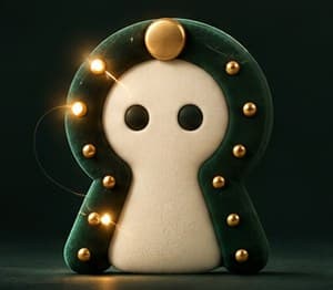 The keyhole figure with open eyes and its brass studs catching the light.